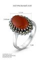 Кольцо из чернёного серебра с натуральным агатом и марказитами