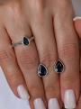 Кольцо из чернёного серебра с сапфиром и марказитами