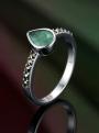 Кольцо из чернёного серебра с изумрудом и марказитами