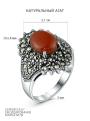 Кольцо из чернёного серебра с натуральным агатом и марказитами