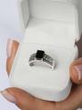 Кольцо из чернёного серебра с ониксом и марказитами