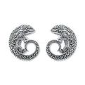 Серьги из чернёного серебра с марказитами - Ящерицы