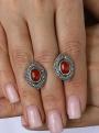 Серьги из чернёного серебра с агатом и марказитами