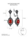 Серьги из чернёного серебра с натуральным агатом и марказитами