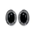 Серьги из чернёного серебра с ониксом и марказитами