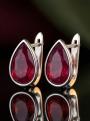Серьги из серебра с рубином родированные