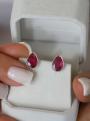 Серьги из серебра с рубином родированные