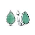 Серьги из серебра с изумрудом родированные