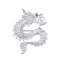 Брошь из серебра с фианитами родированная - Дракон