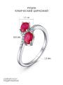 Кольцо из серебра с рубином и кубическим цирконием родированное