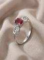 Кольцо из серебра с рубином и кубическим цирконием родированное