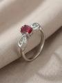 Кольцо из серебра с рубином и кубическим цирконием родированное