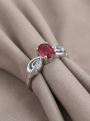 Кольцо из серебра с рубином и кубическим цирконием родированное