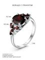Кольцо из серебра c гранатом и кубическим цирконием родированное