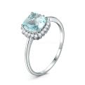 Кольцо из серебра с топазом и кубическим цирконием родированное