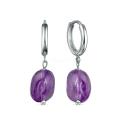 Серьги из серебра с аметистом родированные
