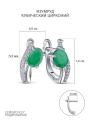 Серьги из серебра с изумрудом и кубическим цирконием родированные