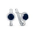 Серьги из серебра с сапфиром и кубическим цирконием родированные