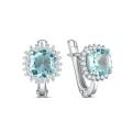 Серьги из серебра с топазом и кубическим цирконием родированные
