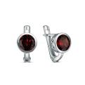 Серьги из серебра с гранатом родированные