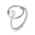 Кольцо из серебра с пресноводным культивированным жемчугом родированное