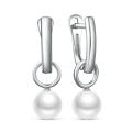 Серьги из серебра с жемчугом Майорка родированные (2в1)