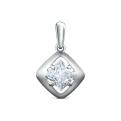 Подвеска из серебра с фианитом родированная - Ромб