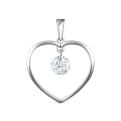 Подвеска сердце из серебра с фианитом родированная 