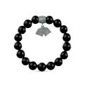 Браслет на резинке религиозный из чернёного серебра с чёрным агатом - Псалом 90