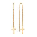Серьги-продёвки кресты из золочёного серебра