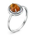 Кольцо из серебра с коньячным янтарём родированное