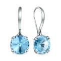 Серьги из серебра с кристаллом Премиум Австрия цвета Голубой родированные
