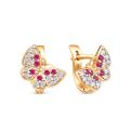 Серьги детские из золочёного серебра с фианитами и родированием - Бабочки