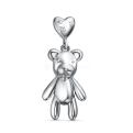 Подвеска из серебра с фианитами родированная - Мишка