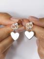 Серьги-пусеты из серебра родированные - Сердца