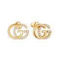 Серьги-пусеты из золочёного серебра с фианитами - GG