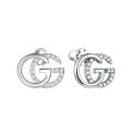 Серьги-пусеты из серебра с фианитами родированные - GG