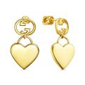 Серьги-пусеты из золочёного серебра - Сердца