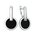 Серьги из серебра с чёрным агатом родированные
