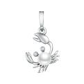 Подвеска из серебра с культивированным жемчугом и фианитами родированная - Краб