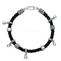 Браслет текстильный из чернёного серебра с подвижными элементами
