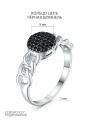 Кольцо из серебра с чёрной шпинелью родированное