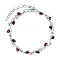 Браслет из серебра с гранатом родированный