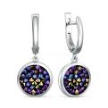 Серьги из серебра с кристаллом Премиум Австрия фиолетовый переливающийся родированные