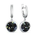 Серьги из серебра с кристаллом Премиум Австрия Северное сияние родированные