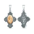 Подвеска из чернёного серебра с золочением - Казанская Божья Матерь, Ангел Хранитель