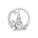 Подвеска из серебра c фианитами родированная - Эйфелева башня