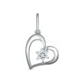 Подвеска из серебра с фианитами родированная - Сердце