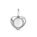 Подвеска из серебра с перламутром и фианитом родированная - Сердце