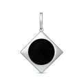Подвеска из серебра с чёрным агатом родированная